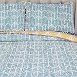 Lush Décor Bohemian Striped Quilt Reversible 3 Piece Bedding Set, King, Turquoise