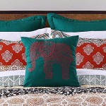 Lush Décor Bohemian Striped Quilt Reversible 3 Piece Bedding Set, King, Turquoise