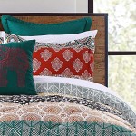 Lush Décor Bohemian Striped Quilt Reversible 3 Piece Bedding Set, King, Turquoise & Orange